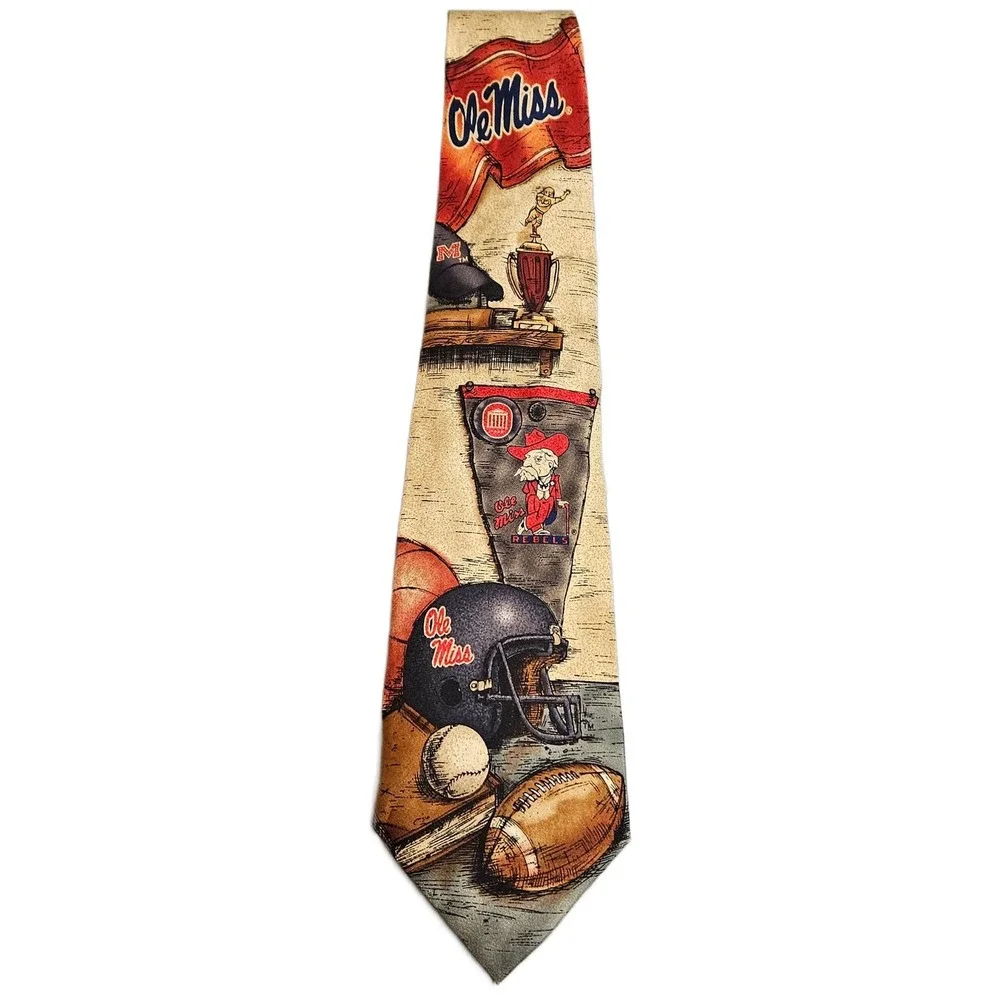 1990's Eagles Wings‎ Vintage NWT Ole Miss Rebels Colonel Reb 100% Silk Necktie
